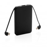 5.000 mAh Pocket Powerbank with integrated cables, black