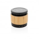 Bamboo wireless charger speaker, brown