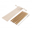 Reusable ECO bamboo drinking straw set 6 pcs, white