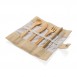 Reusable ECO bamboo travel cutlery set, white