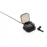 TWS earbuds in wireless charging case, black