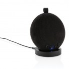 Wireless charging and speaker base with USB, black