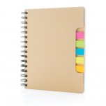 A5 Kraft spiral notebook with sticky notes, brown