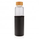 Glass bottle with textured PU sleeve, black