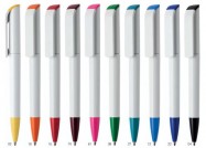 Kuličkové pero Tag - bílé tělo s barevnou zátkou a špičkou