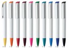 Kuličkové pero Tag - bílé tělo s barevnou zátkou a špičkou