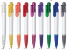 Kuličkové pero Tech - bílé s barevnými doplňky